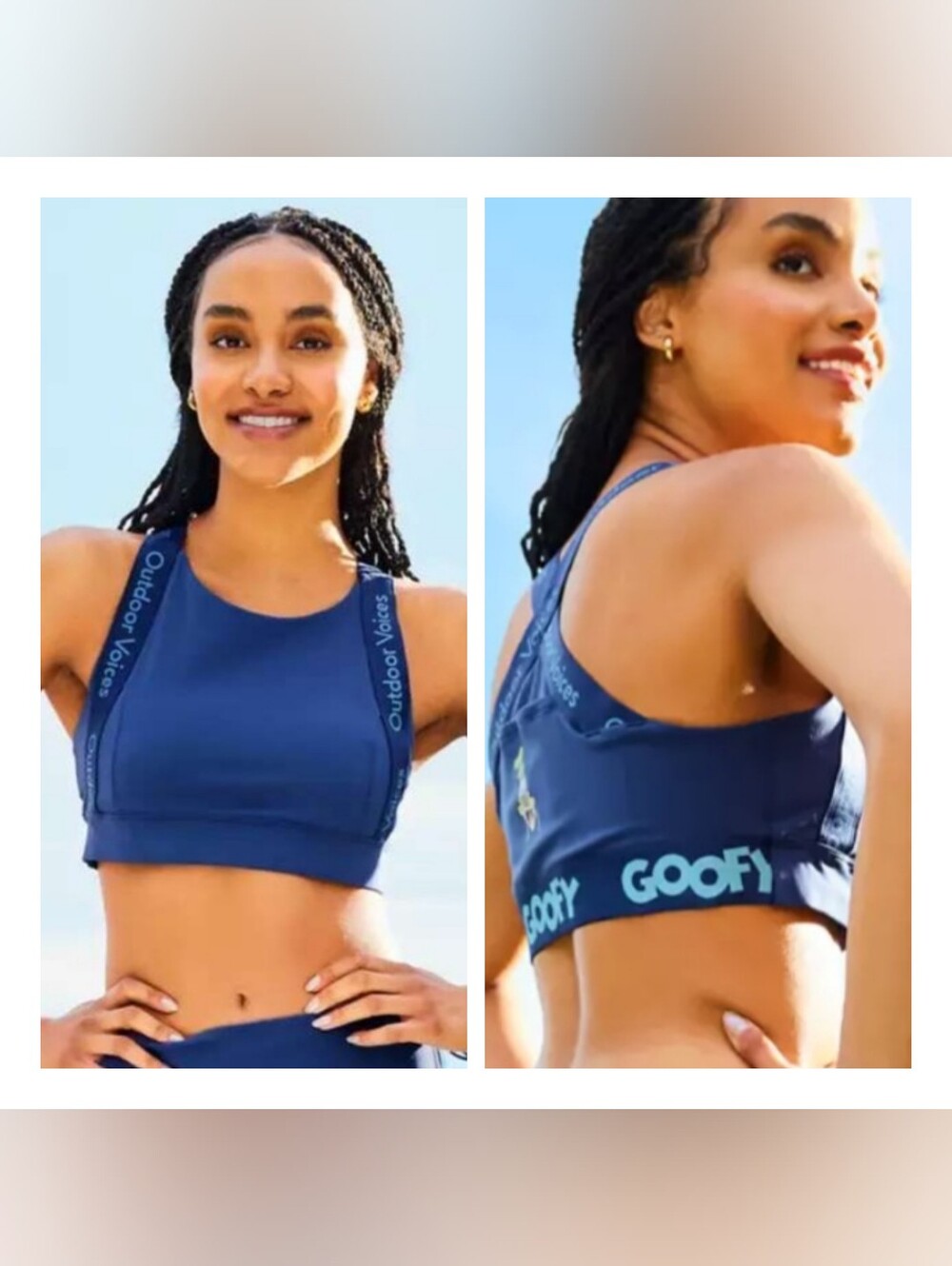 Outdoor Voices X Disney Women's M/L Navy Sports Brawith Crossback Straps